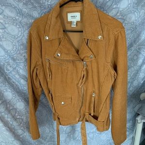 MUSTARD YELLOW CORDUROY BIKER JACKET